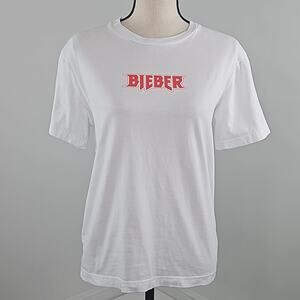 H&M x Justin Bieber 2017 Staduim Tour White T-Shirt Men's XS | Women's Medium